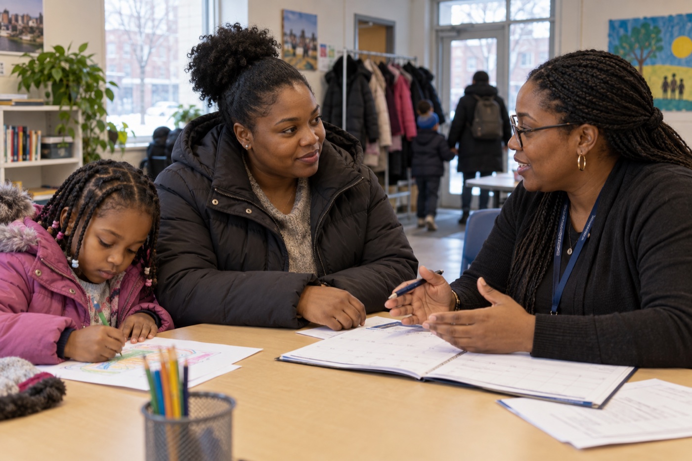 Personnes réunies autour d’un atelier pour développer leurs compétences