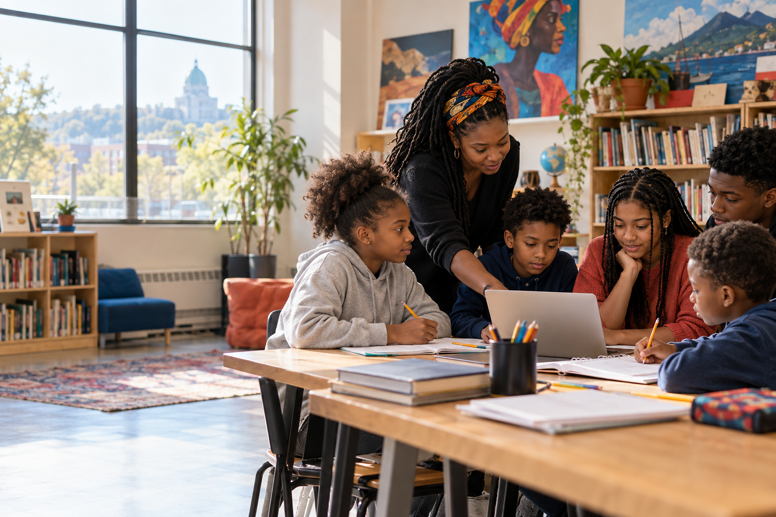 Des élèves apprennent ensemble en classe