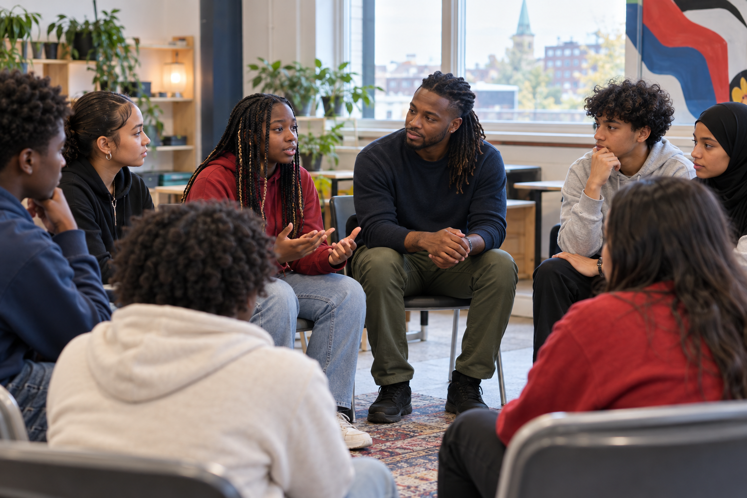 Des jeunes participent à une activité collective